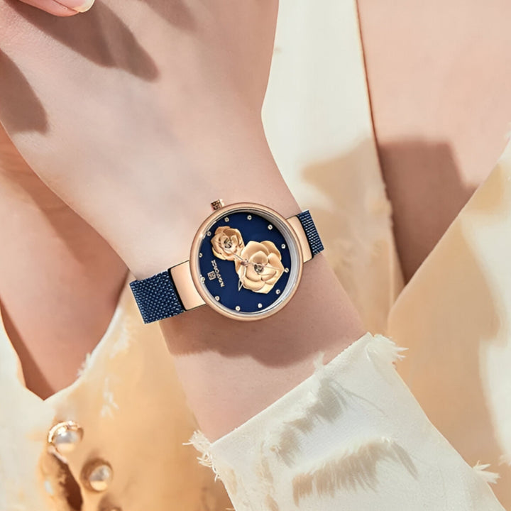 Levoire | Montre En Verre D'Acier Avec Motif Floral