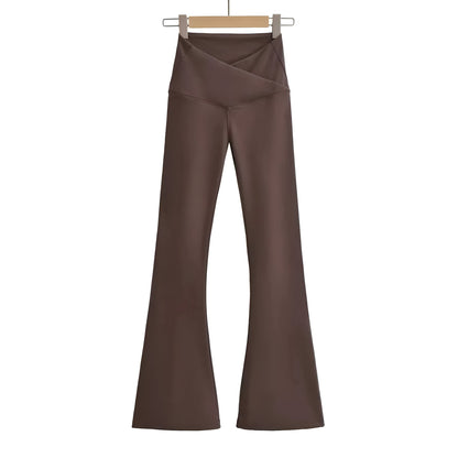 Levoire | Pantalon Évasé avec Tissu Respirant et Sec pour Femmes Marron