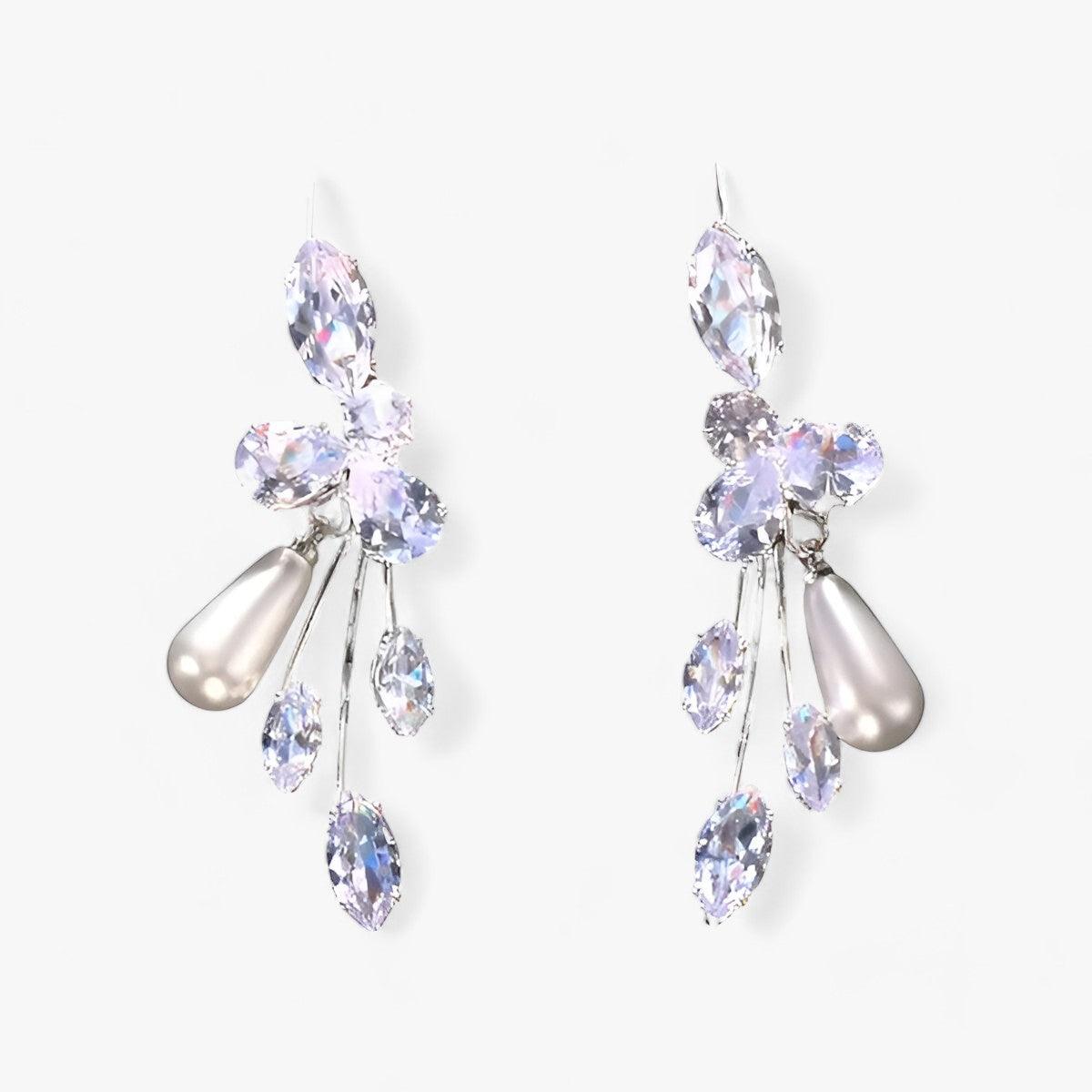 Levoire | Brautblatt Boucles D'Oreilles Avec Zircon Et Perles Artificielles Argent