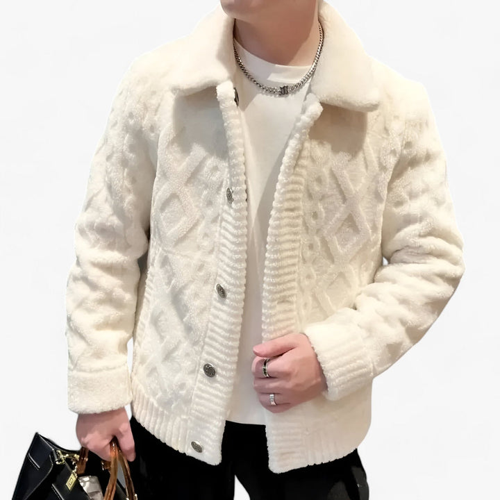 Levoire | Veste En Fleece Épaisse Avec Des Manches Longues Et Des Boutons Blanc
