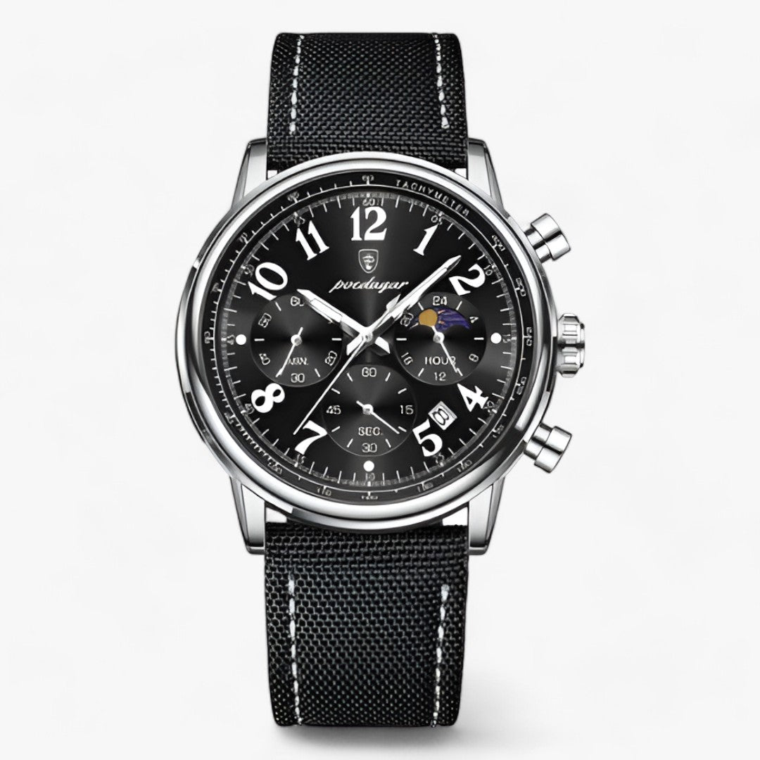 Levoire | Montre Avec Cadran En Acier Et Bracelet En Silicone Durable Argent Noir