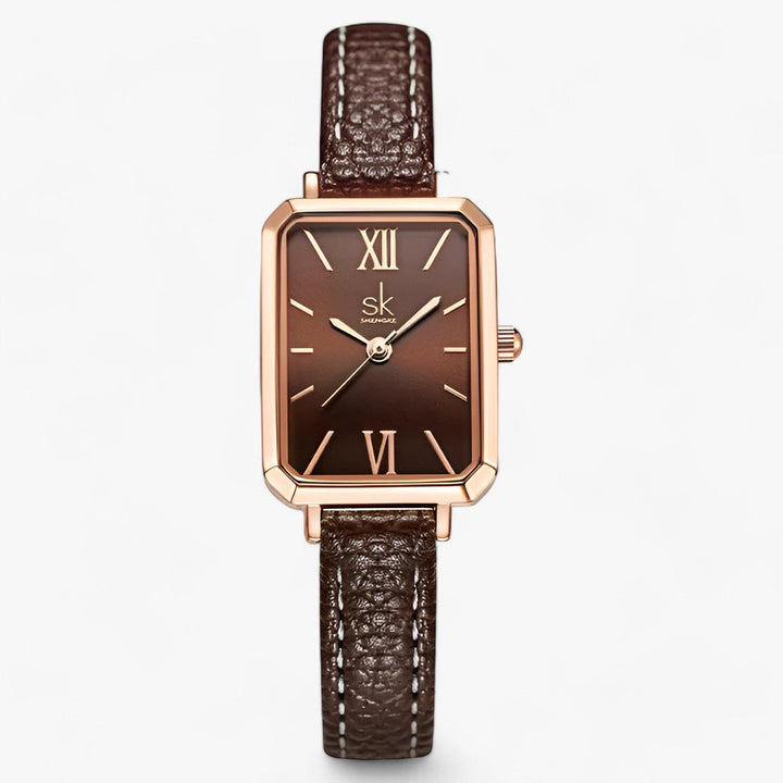 Levoire | Montre Rectangulaire Homme Bracelet En Cuir Mince Braun