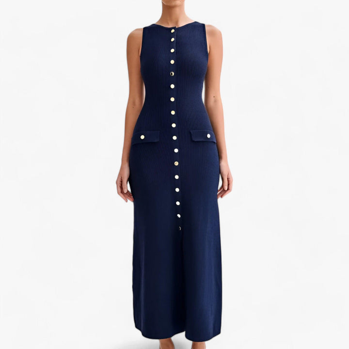 Levoire | Col Rond Chemise Sans Manches Robe Maxi Avec Bouton Merensininen
