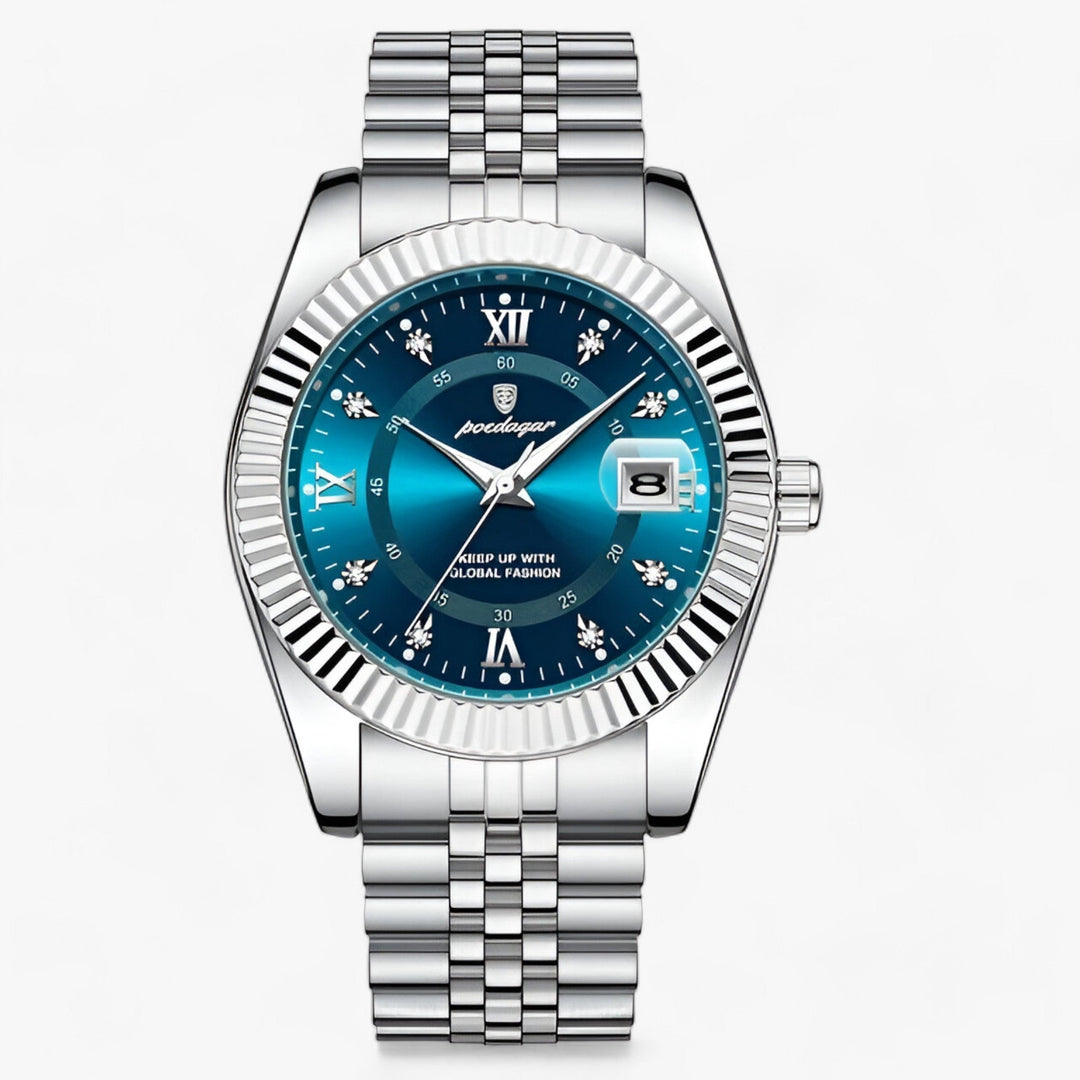 Levoire | Montre Ronde Pour Hommes En Acier Inoxydable 910 Argent Bleu