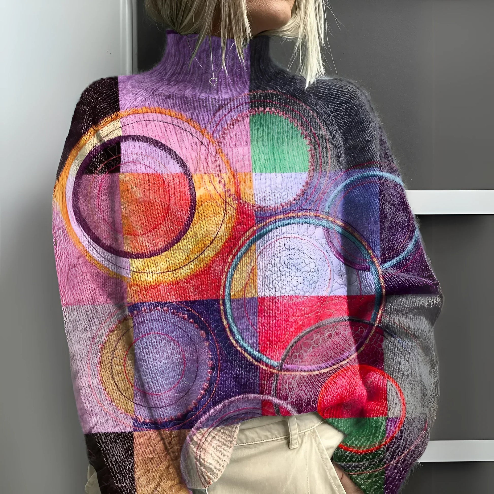 Levoire | Pull En Maille Avec Col Montant Et Blocage De Couleur