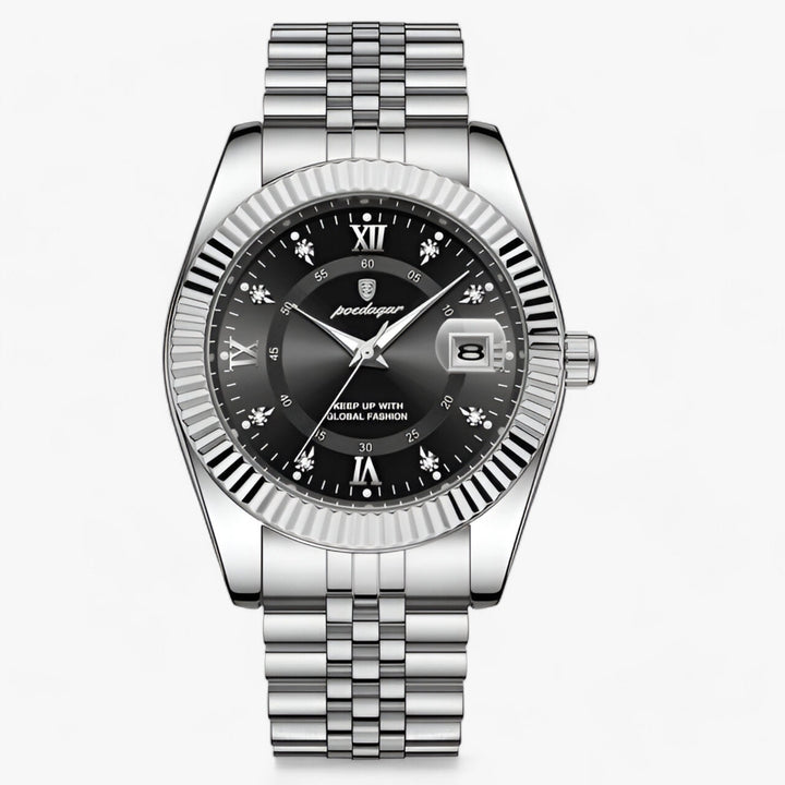 Levoire | Montre Ronde Pour Hommes En Acier Inoxydable 910 Argent Noir