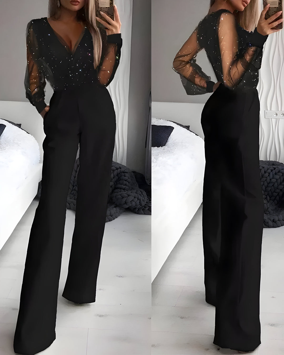 Levoire | Combinaison Avec Des Manches Transparentes Noir