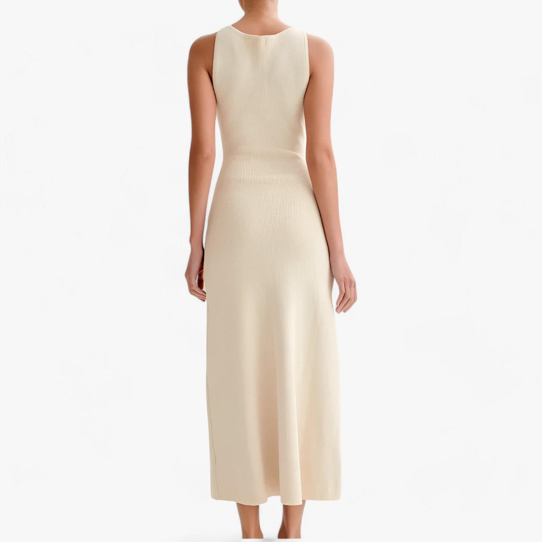 Levoire | Col Rond Chemise Sans Manches Robe Maxi Avec Bouton