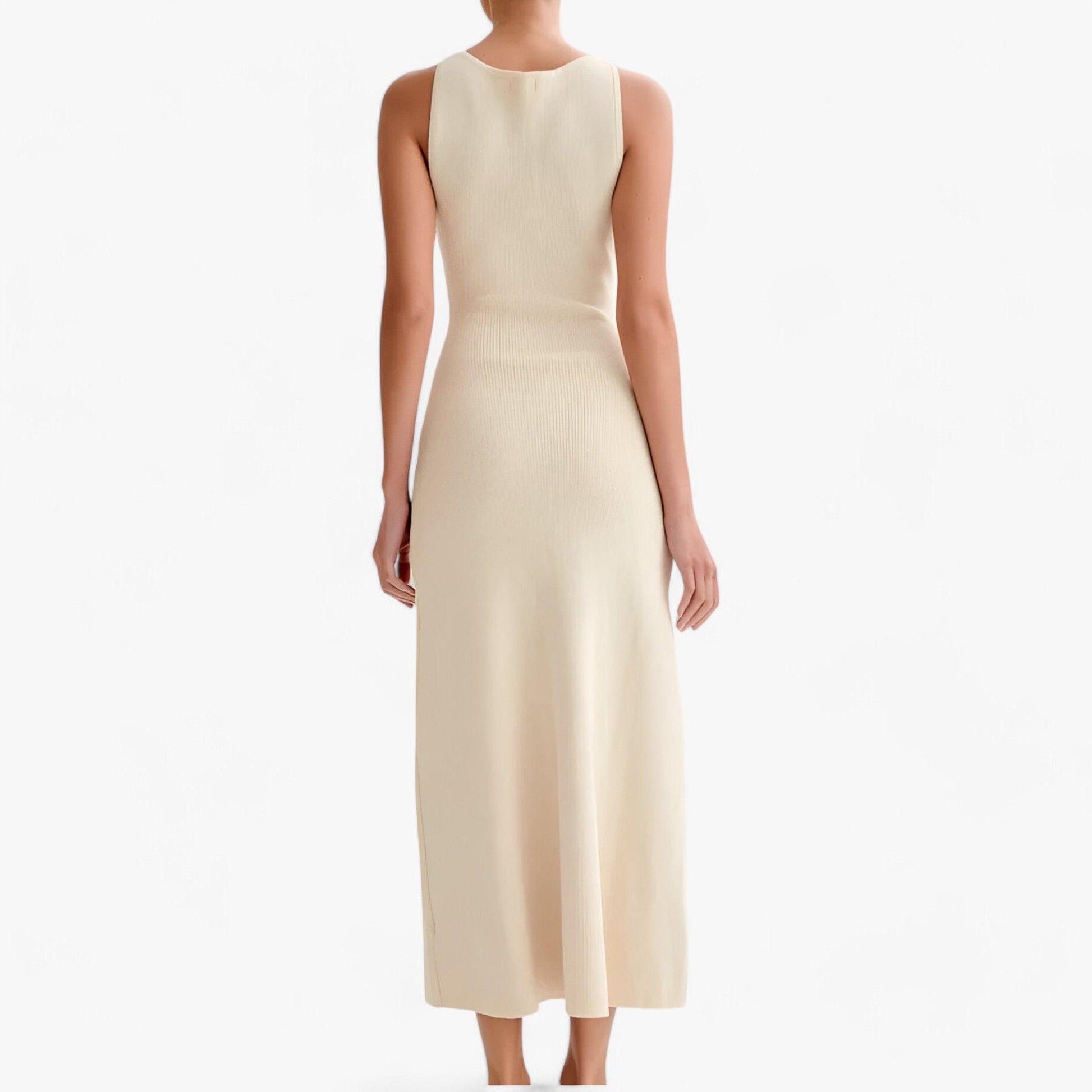 Levoire | Col Rond Chemise Sans Manches Robe Maxi Avec Bouton