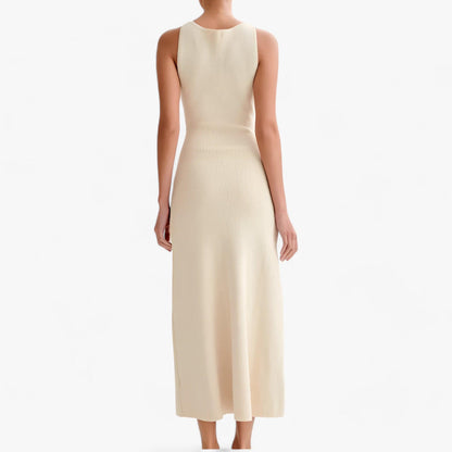 Levoire | Col Rond Chemise Sans Manches Robe Maxi Avec Bouton