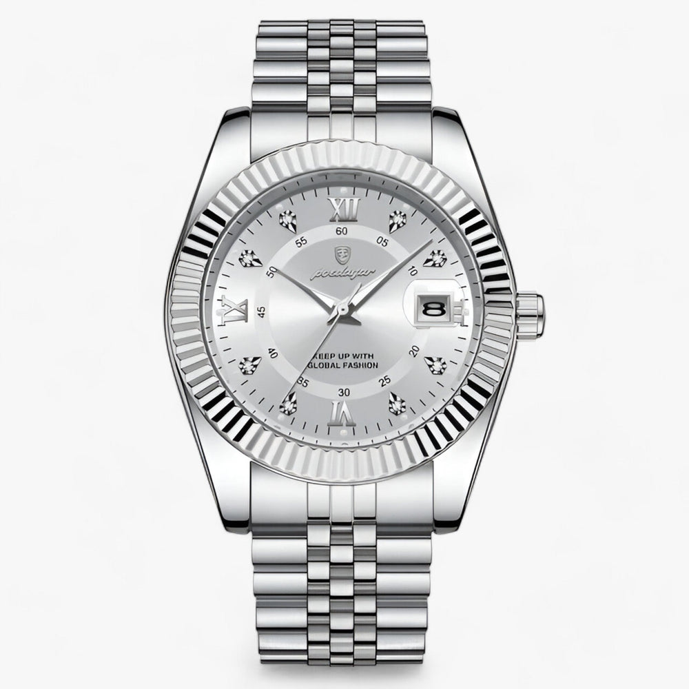 Levoire | Montre Ronde Pour Hommes En Acier Inoxydable 910 Argent Blanc
