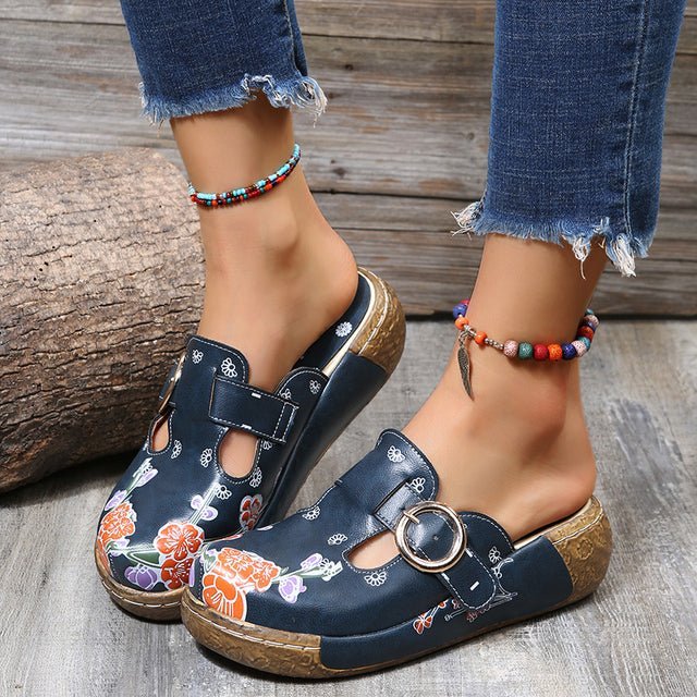 Levoire | Sandals With Flowers And Buckle Bleu