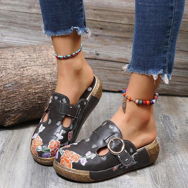Levoire | Sandals With Flowers And Buckle Gris