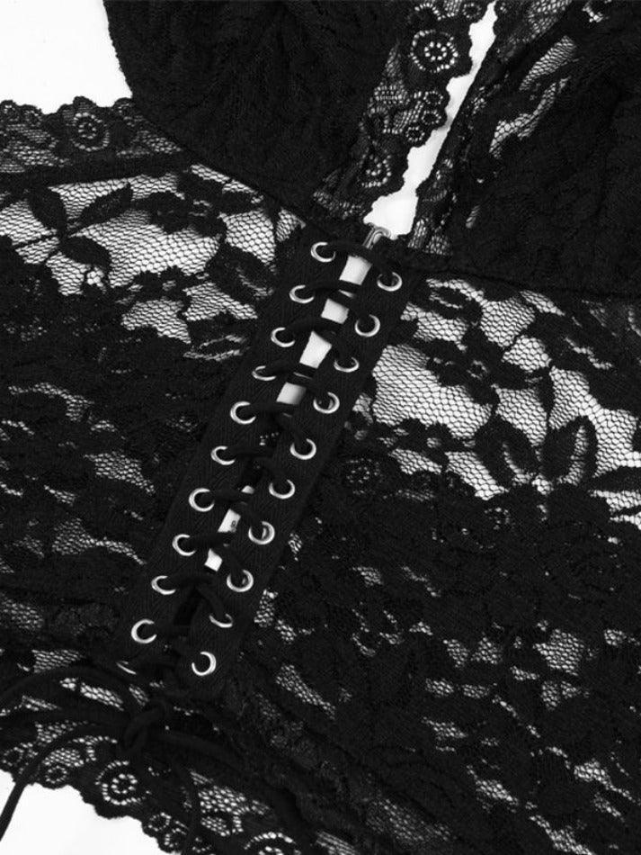 Levoire | Décolleté Profond Halter Taille Basse En Dentelle Deux Pièces