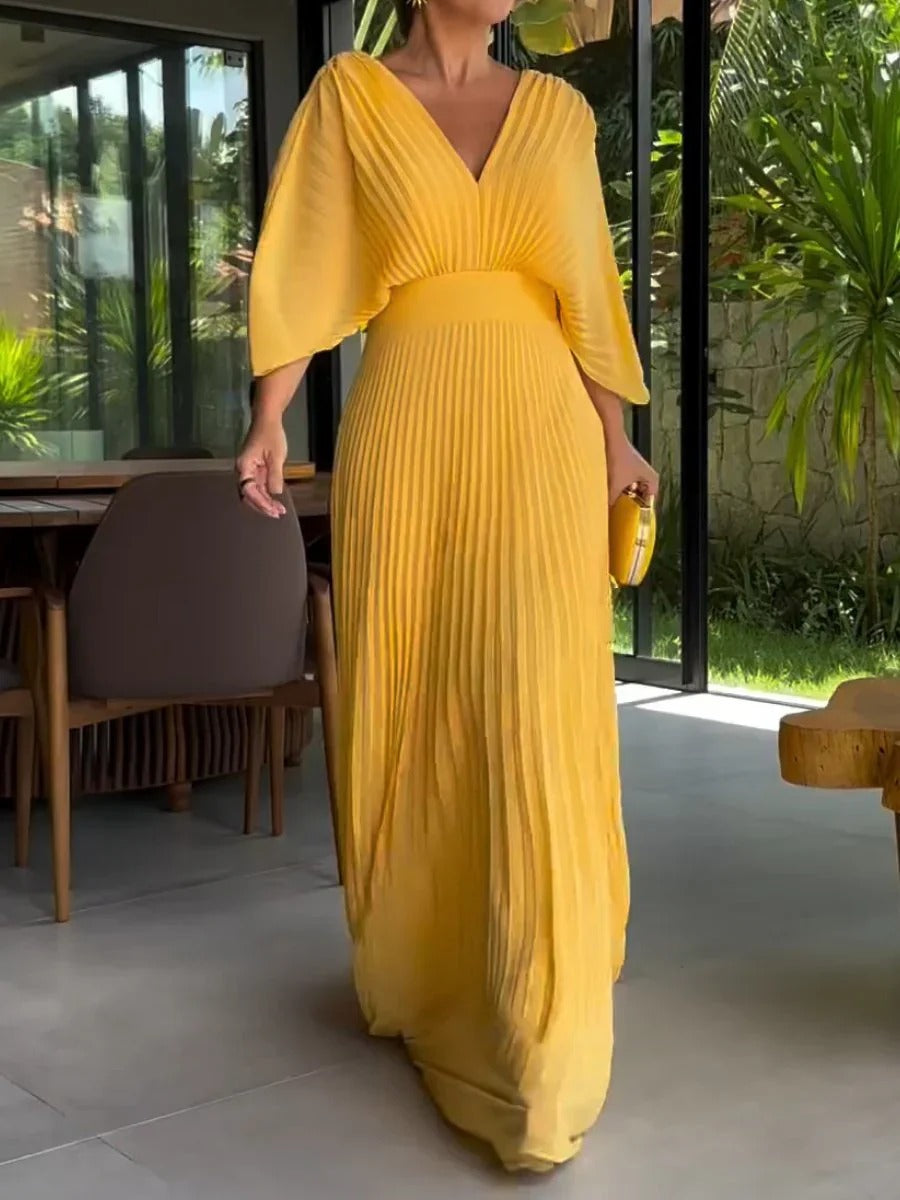 Levoire | Robe Plissée Classique JAUNE