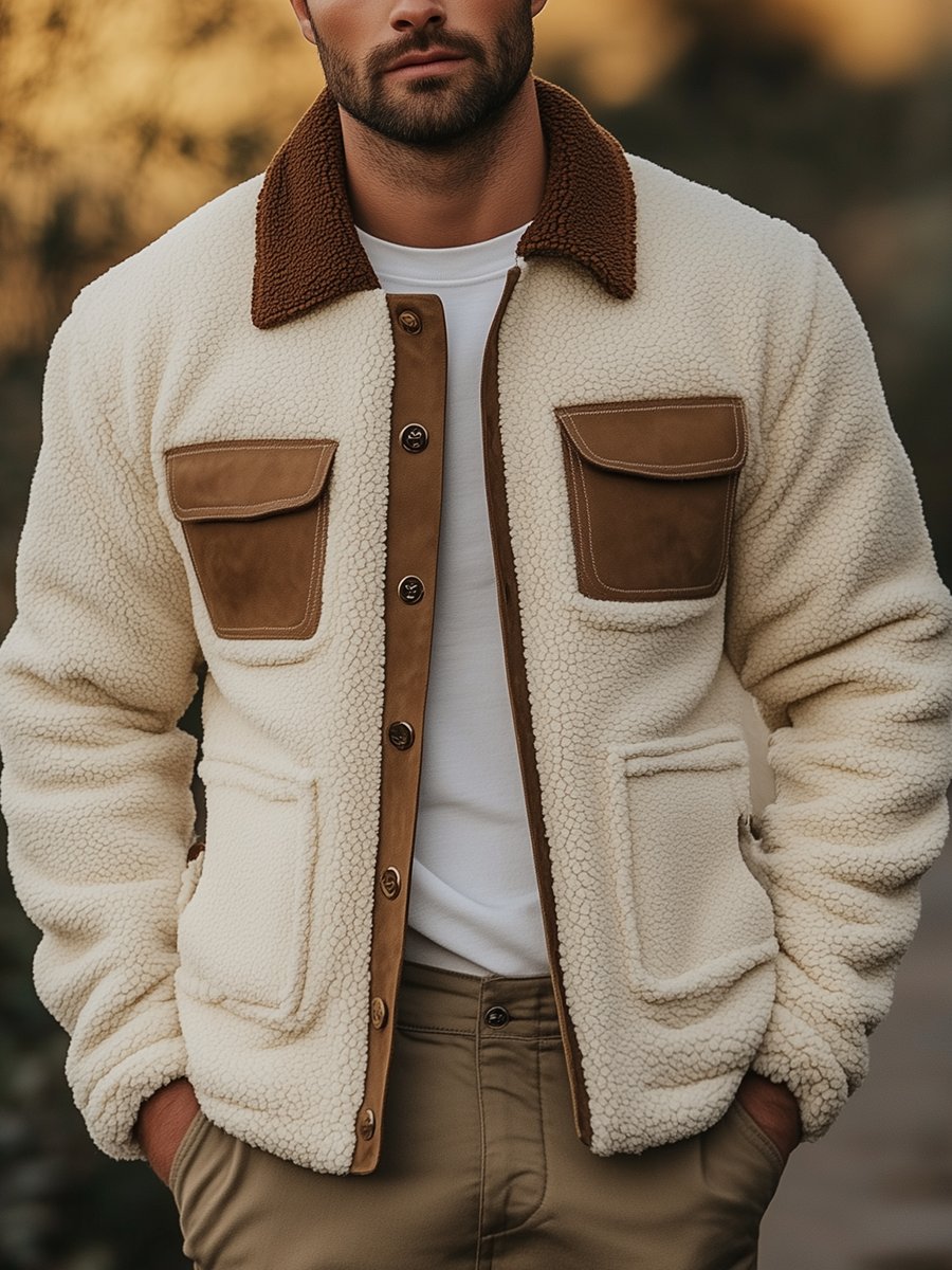 Levoire | Veste en Cuir Patchwork à Poches Multi-Fonction