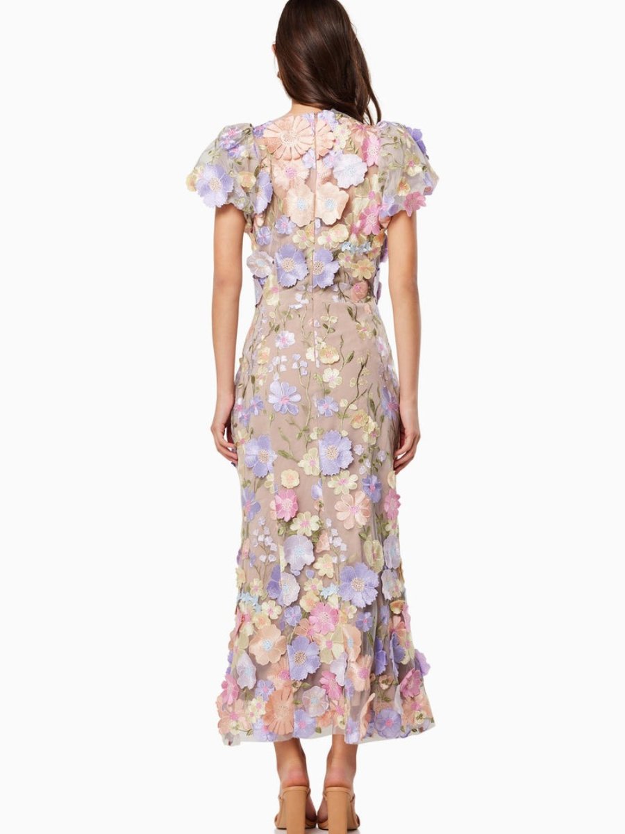 Levoire | Robe Longue Inspirée Des Fleurs À Manches Courtes Pour Femmes