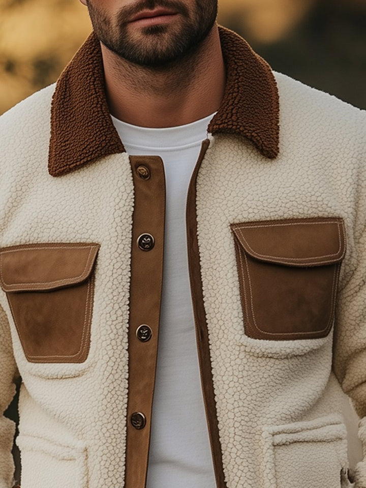 Levoire | Veste en Cuir Patchwork à Poches Multi-Fonction