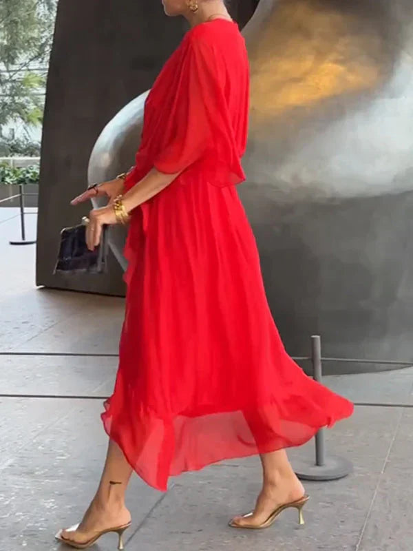Levoire | Robe En Chiffon Verte Avec Décolleté En V