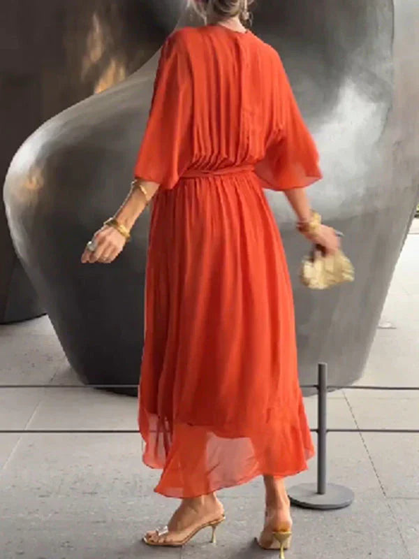 Levoire | Robe En Chiffon Verte Avec Décolleté En V
