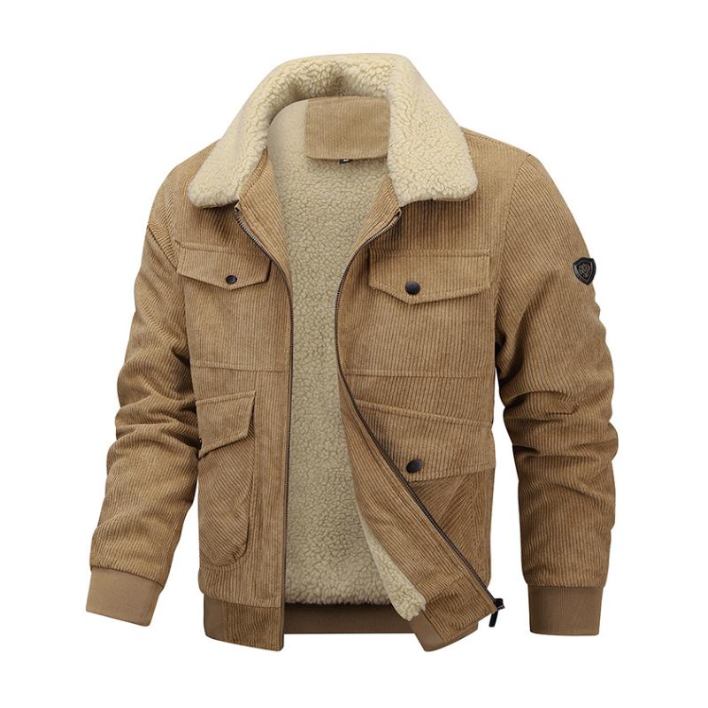 Levoire | Veste Freize Avec De Nombreuses Poches Et Fermeture Éclair Pour Hommes Khaki