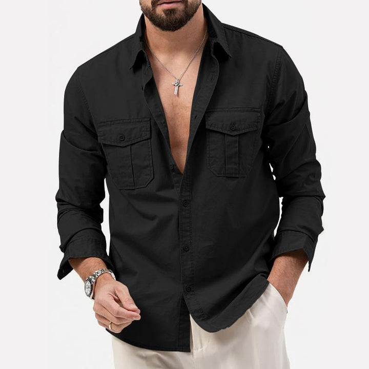 Levoire | Chemise Cargo À Manches Longues Pour Hommes Noir