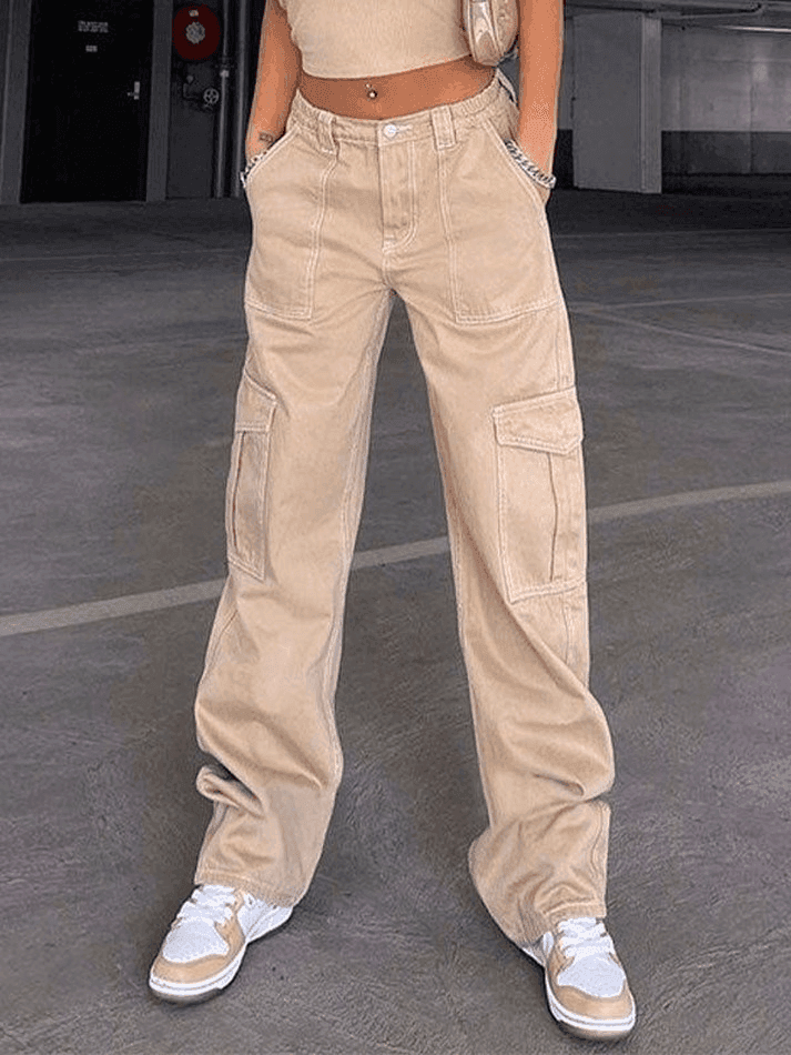 Levoire | Sacs Détail Droite Jeans Cargo Chameau