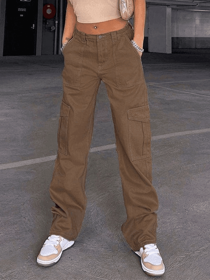 Levoire | Sacs Détail Droite Jeans Cargo Braun