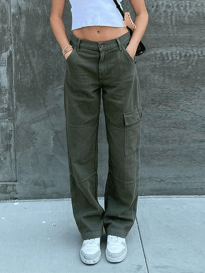 Levoire | Pantalon Cargo Droit Avec Poches Raffinées Vert