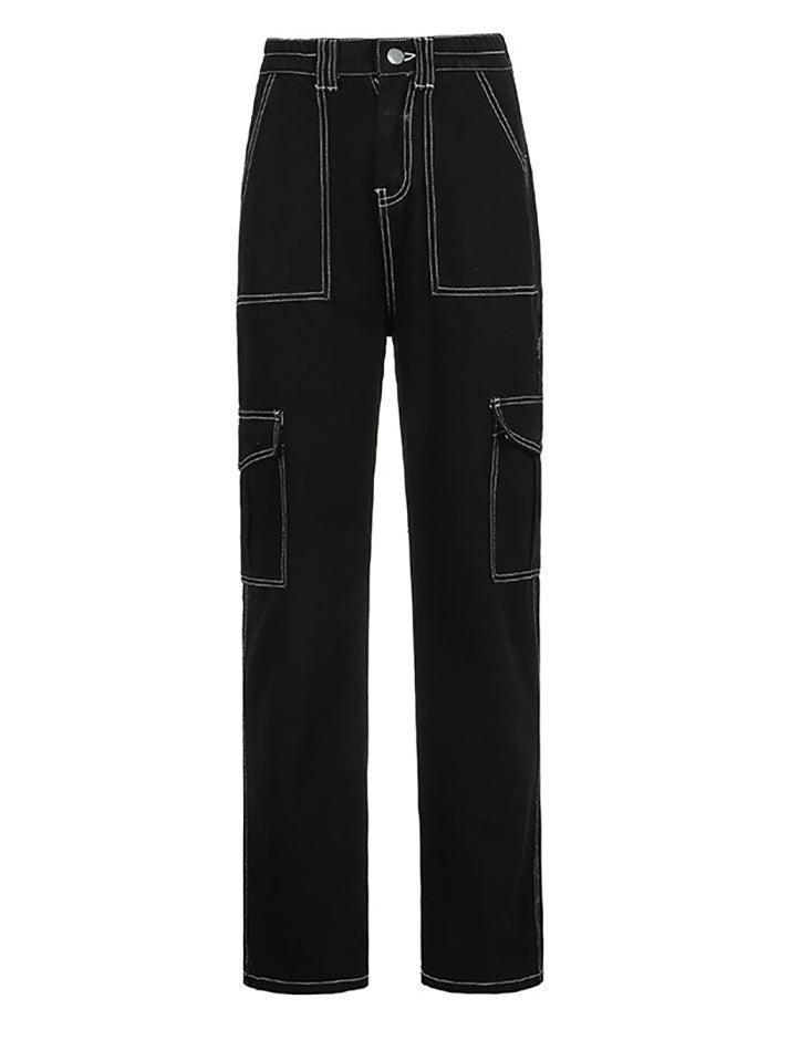 Levoire | Pantalon Cargo Taille Haute Brodé De Sacs