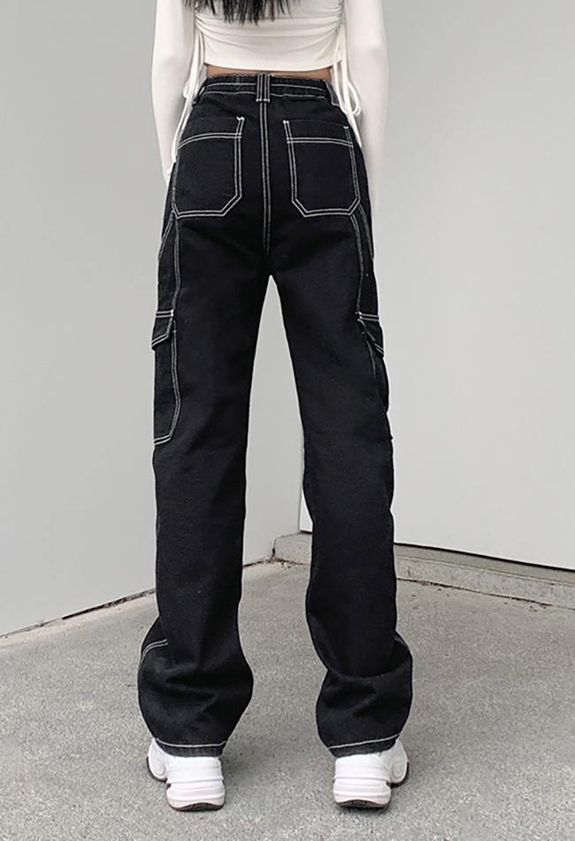 Levoire | Pantalon Cargo Taille Haute Brodé De Sacs