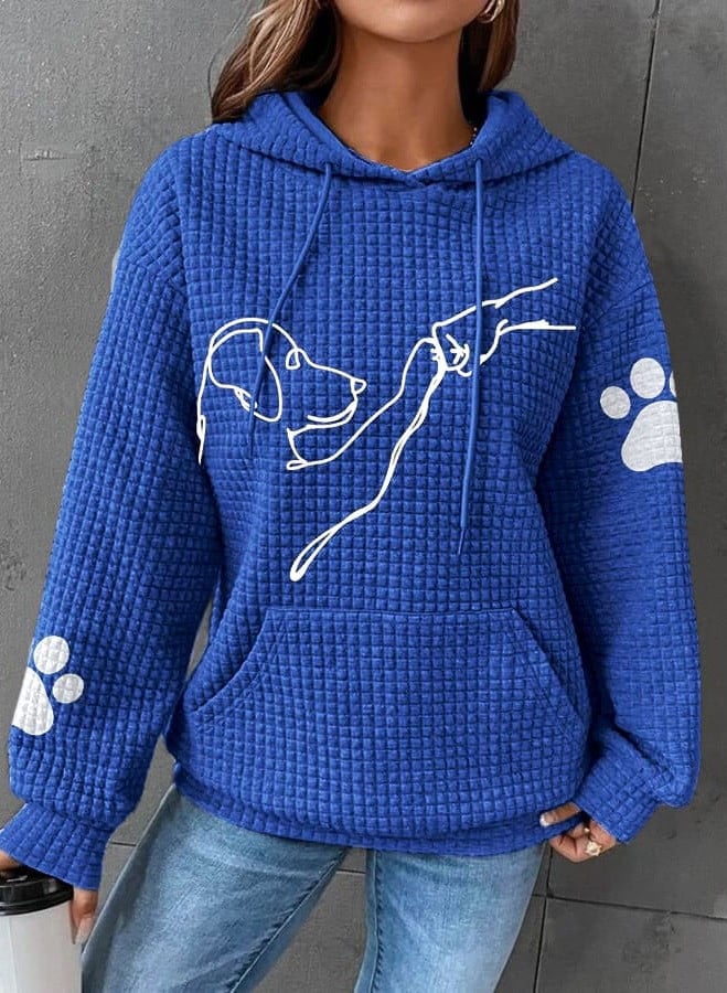 Levoire | Femme Chandail à Capuchon Imprimé Chien Bleu