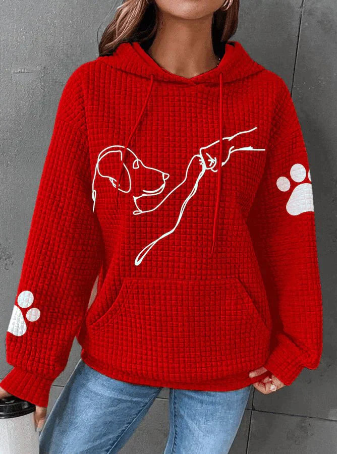 Levoire | Femme Chandail à Capuchon Imprimé Chien Rouge