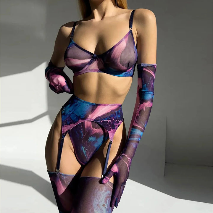 Levoire | Set De Lingerie Tie-Dye 5 Pièces Améthyste