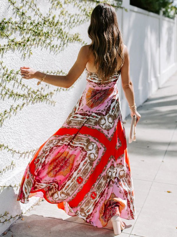 Levoire | Robe Pendlerim Haut de Taille Imprimé Rouge Tempérament Halter