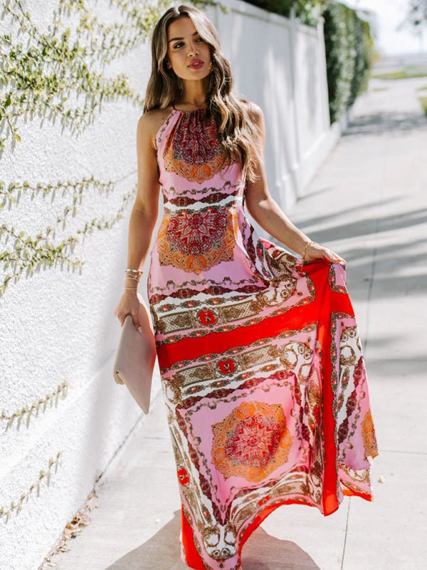 Levoire | Robe Pendlerim Haut de Taille Imprimé Rouge Tempérament Halter