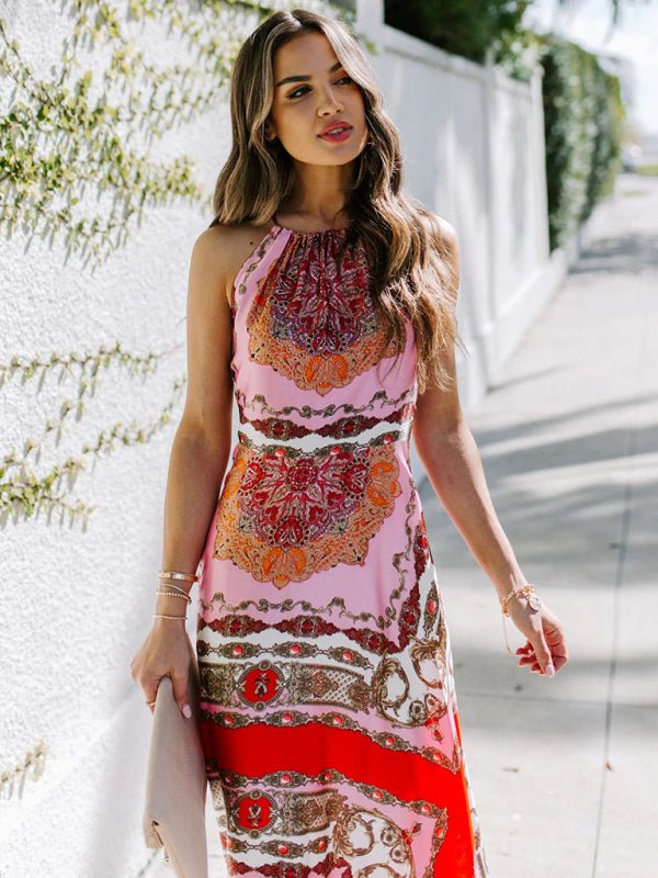 Levoire | Robe Pendlerim Haut de Taille Imprimé Rouge Tempérament Halter