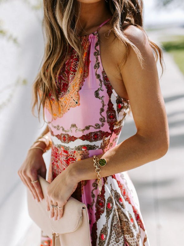 Levoire | Robe Pendlerim Haut de Taille Imprimé Rouge Tempérament Halter