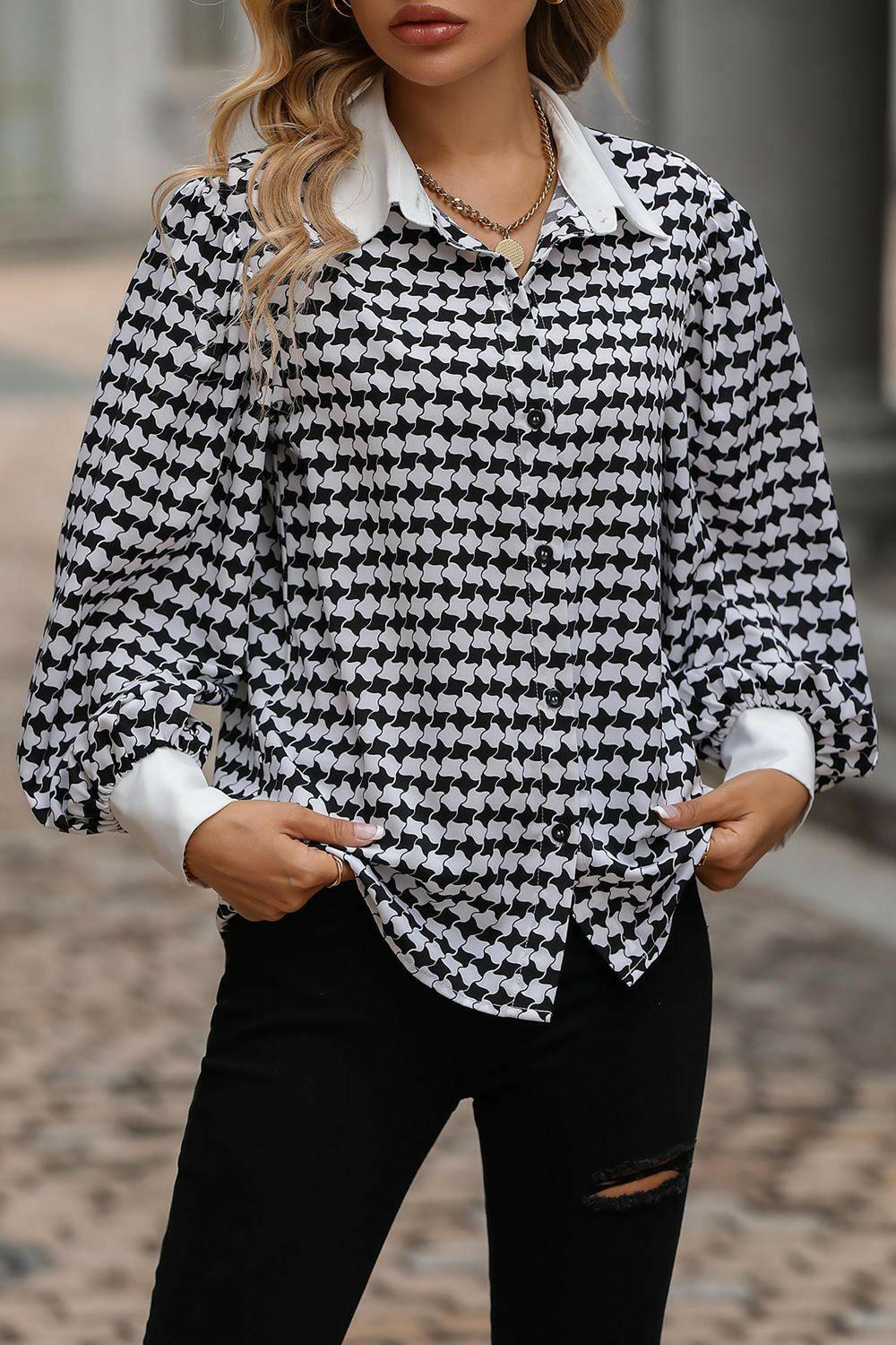 Levoire | Blouse À Col À Manches Lanternes Imprimées Vente