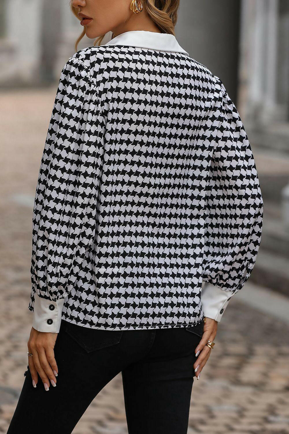 Levoire | Blouse À Col À Manches Lanternes Imprimées Vente