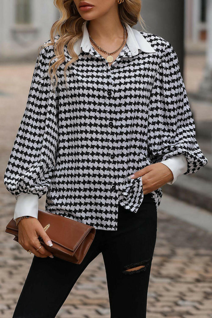Levoire | Blouse À Col À Manches Lanternes Imprimées Vente