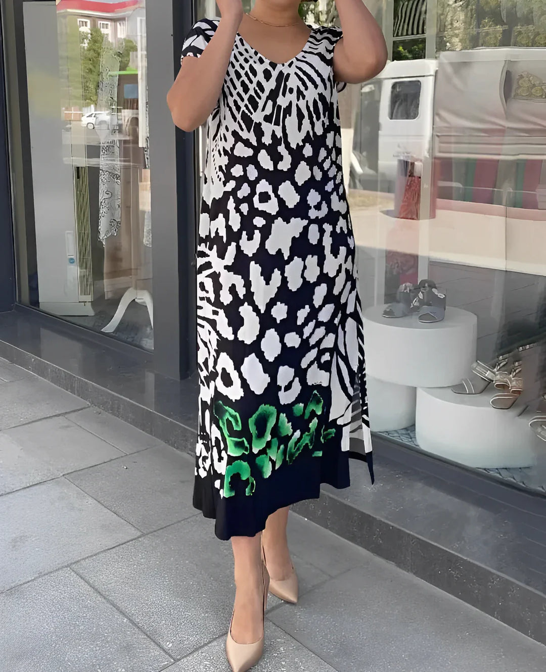 Levoire | Robe Imprimée À Manches Courtes Pour Femmes
