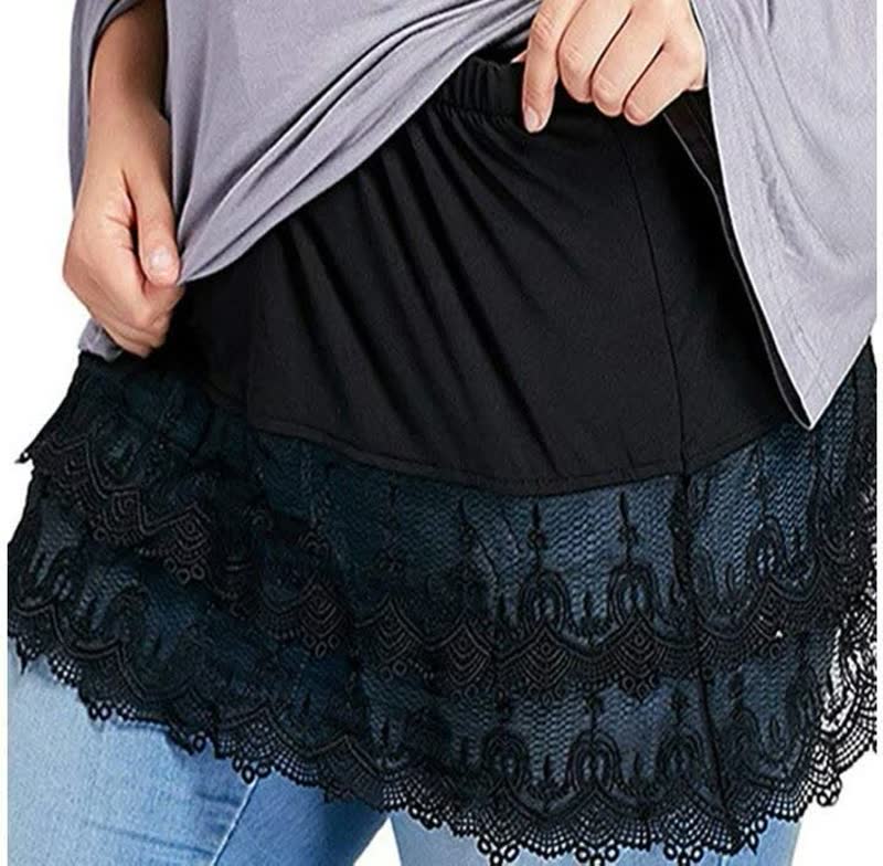 Levoire | Superposition Faux Chemise Blouse Rallonge Mini Jupe Sous-Jupe Noir foncé