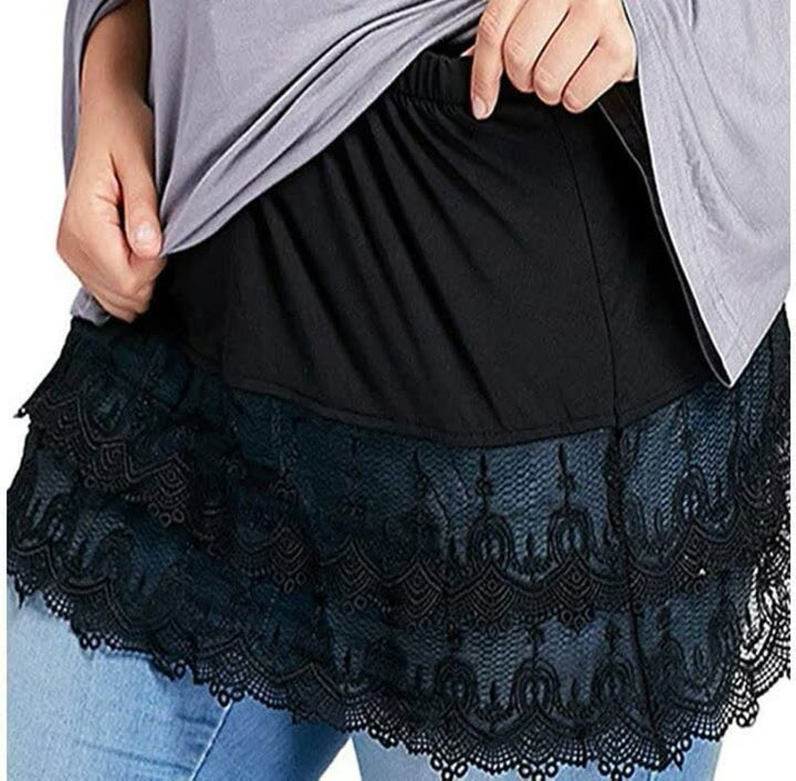 Levoire | Superposition Faux Chemise Blouse Rallonge Mini Jupe Sous-Jupe Noir foncé