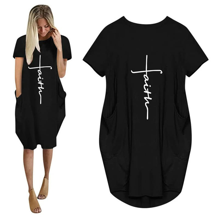 Levoire | Robes Imprimé 3D Lettre Robe De Fête Ample Avec Poches Noir