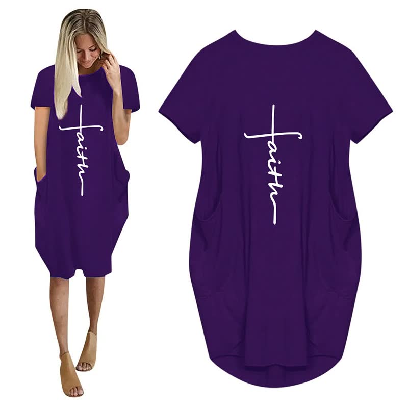 Levoire | Robes Imprimé 3D Lettre Robe De Fête Ample Avec Poches Violet