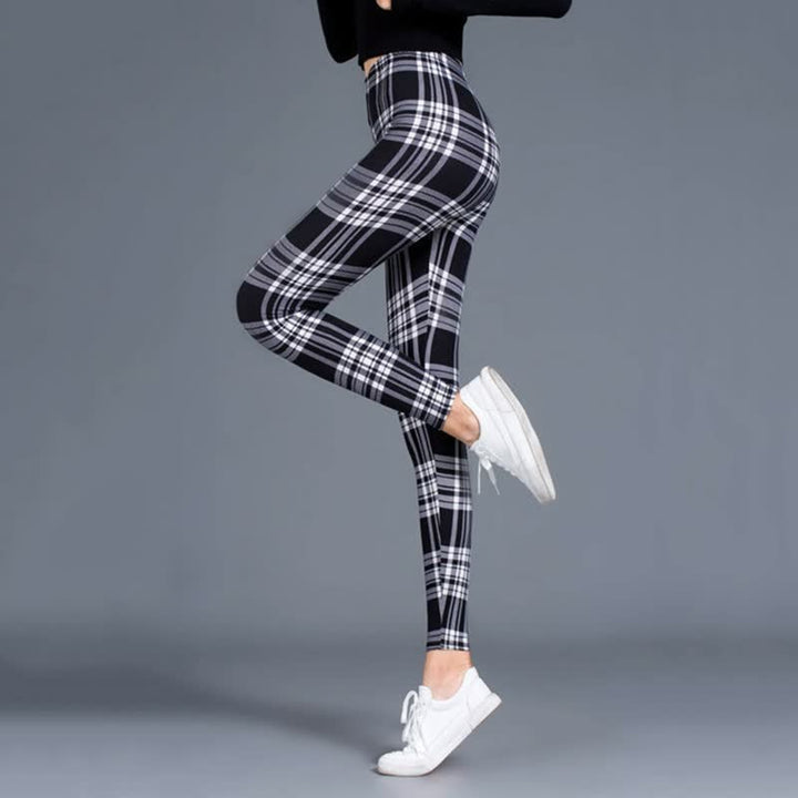 Levoire | Leggings De Fitness Avec Imprimé Écossais Amincissant Push-Up Pantalon Taille Élastique
