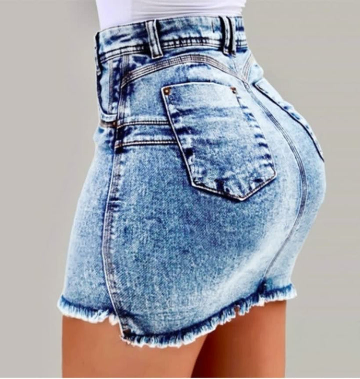 Levoire | Jupe En Jean Taille Haute Mini Sexy Été Ajustée Clubwear Bleu clair