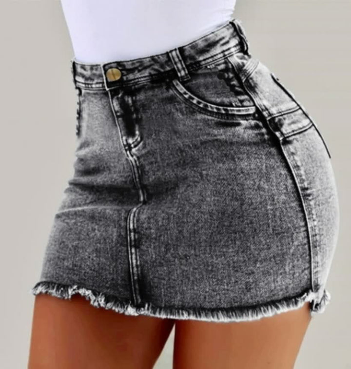 Levoire | Jupe En Jean Taille Haute Mini Sexy Été Ajustée Clubwear Gris