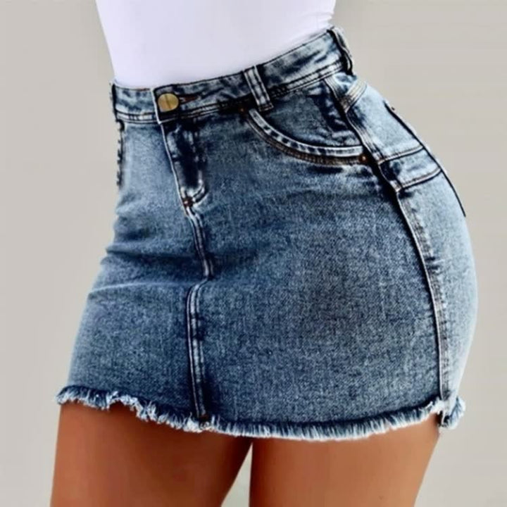 Levoire | Jupe En Jean Taille Haute Mini Sexy Été Ajustée Clubwear Bleu marine